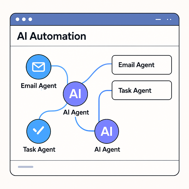 AI Automation Features showing email and task agents