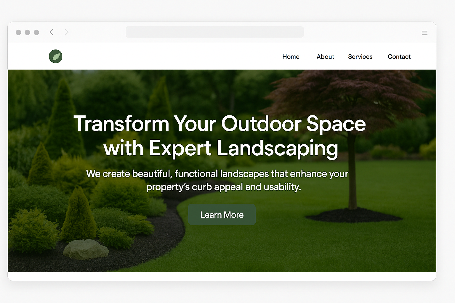 Modern website redesign example showing professional landscaping website